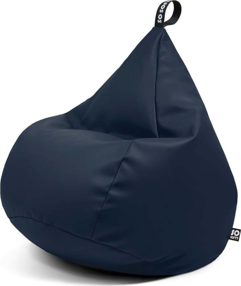Tmavě modrý sedací vak z imitace kůže Drop XL – So Soft?