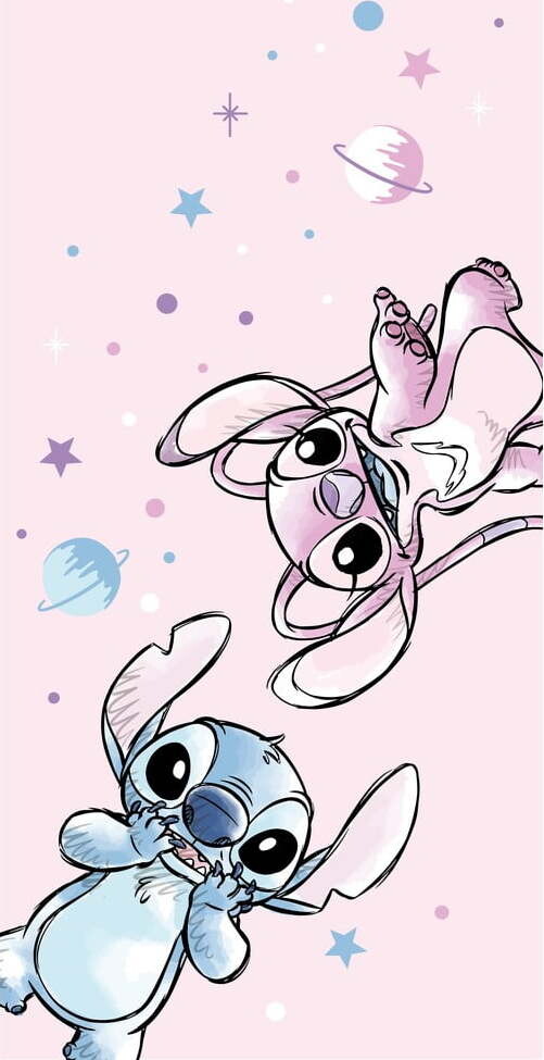 Růžová dětská osuška z mikrovlákna 70x140 cm Lilo and Stitch