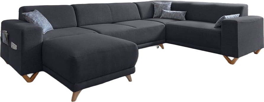 Antracitová rozkládací/s úložným prostorem rohová pohovka (pravý roh/do