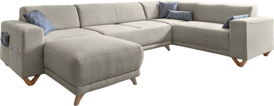 Béžová rozkládací/s úložným prostorem rohová pohovka (pravý roh/do 