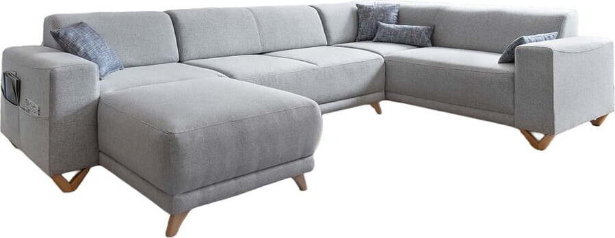 Světle šedá rozkládací/s úložným prostorem rohová pohovka (pravý roh/do