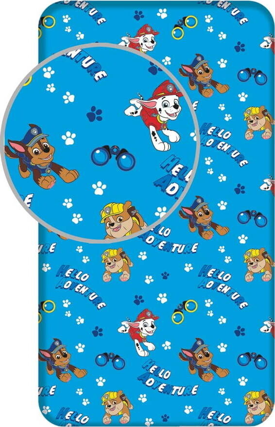 Modré napínací bavlněné dětské prostěradlo na jednolůžko 90x200 cm Paw Patrol – Jerry Fabrics