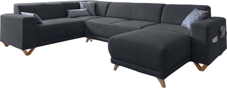 Antracitová rozkládací/s úložným prostorem rohová pohovka (levý roh/do