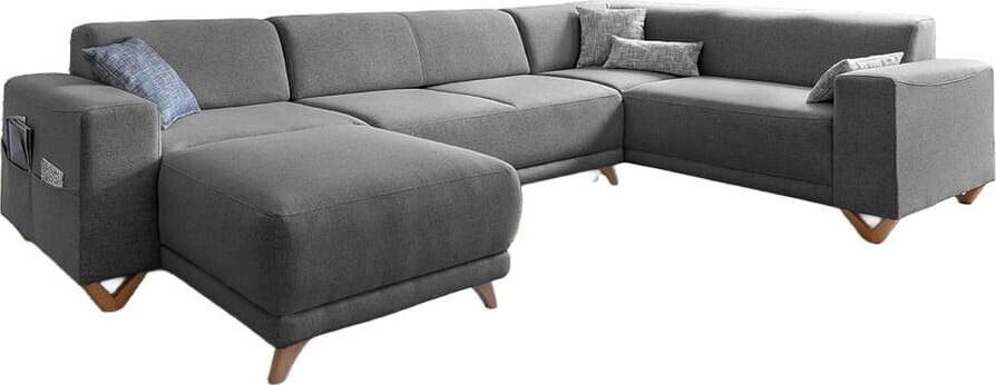 Šedá rozkládací/s úložným prostorem rohová pohovka (pravý roh/do 