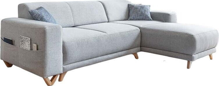 Světle šedá rozkládací/s úložným prostorem rohová pohovka Classy Sophie – Miuform