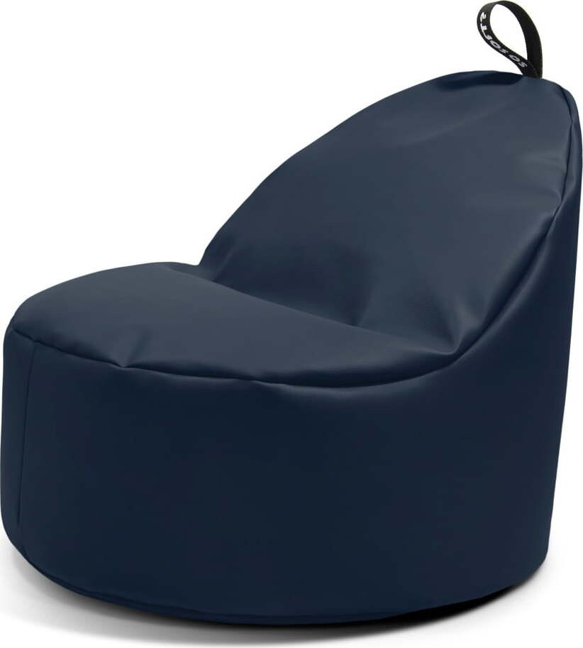 Tmavě modrý sedací vak z imitace kůže Round L – So Soft?