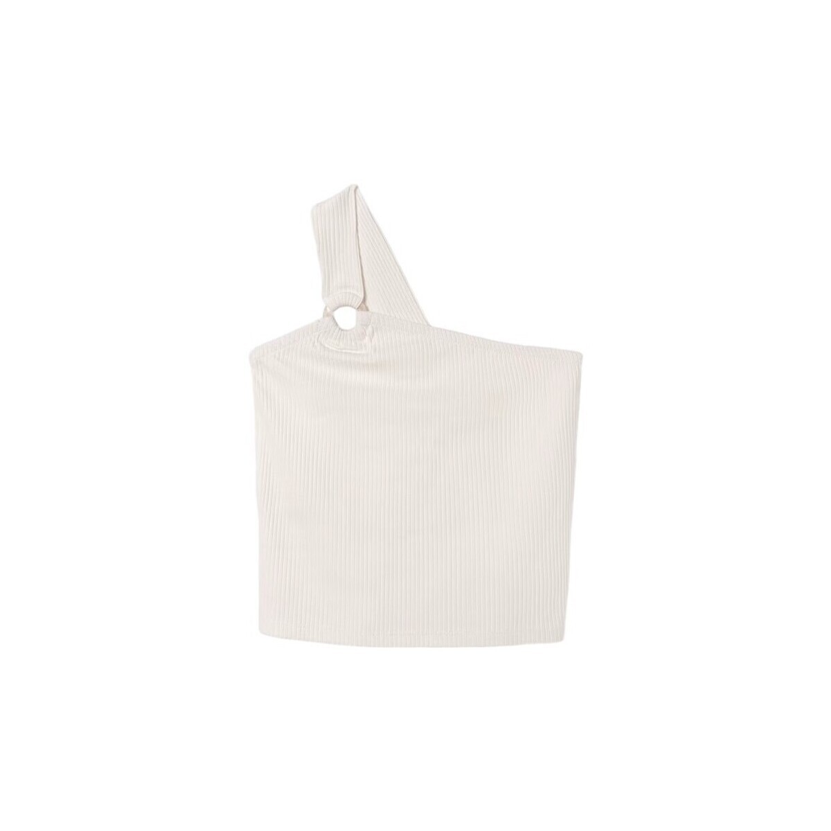 Mayoral  6017 Camiseta asimétrica canalé Crudo  Bílá