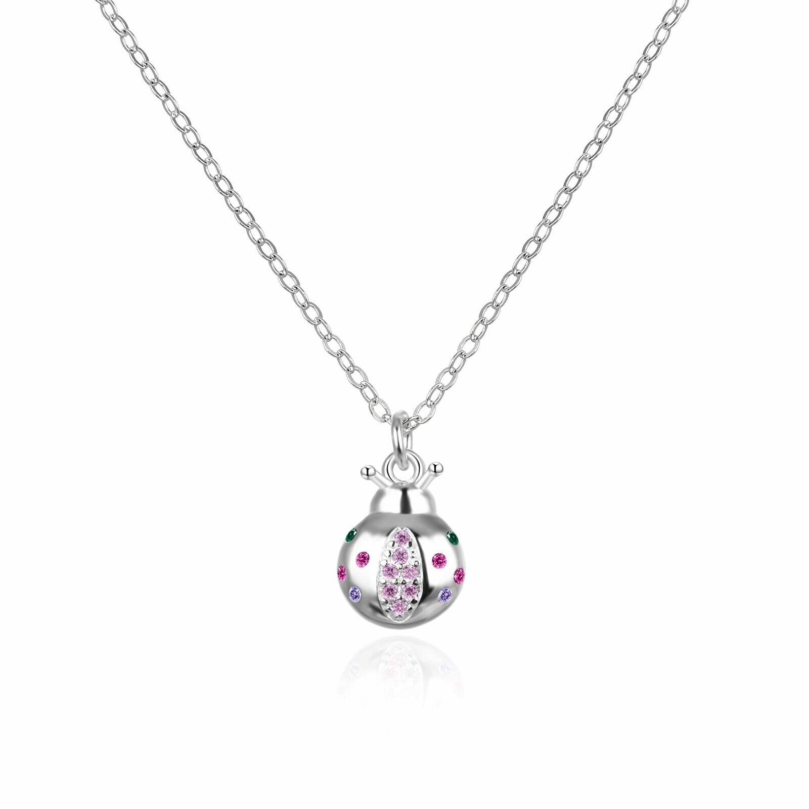 Agato Slušivý stříbrný náhrdelník Beruška se zirkony AGT-ND01C