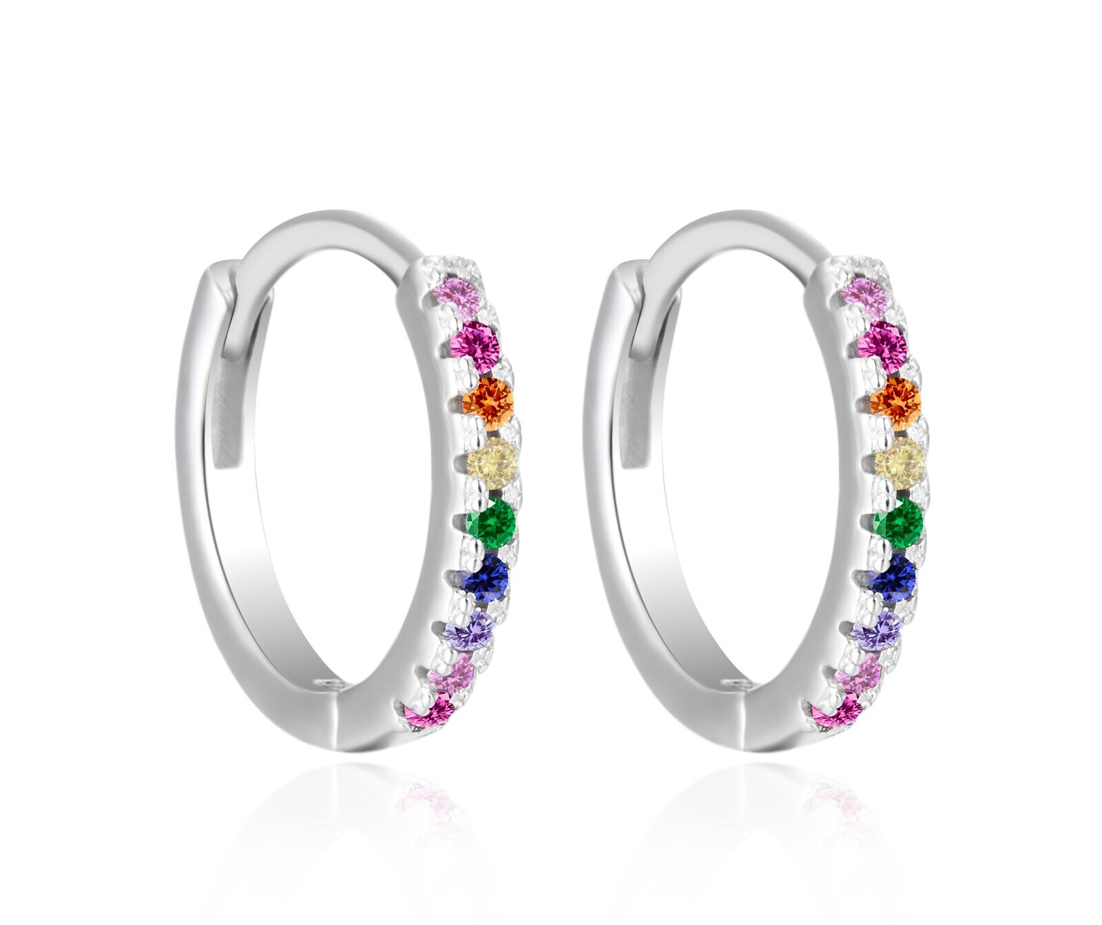 Agato Stříbrné kruhové náušnice s barevnými zirkony AGT-E177KC