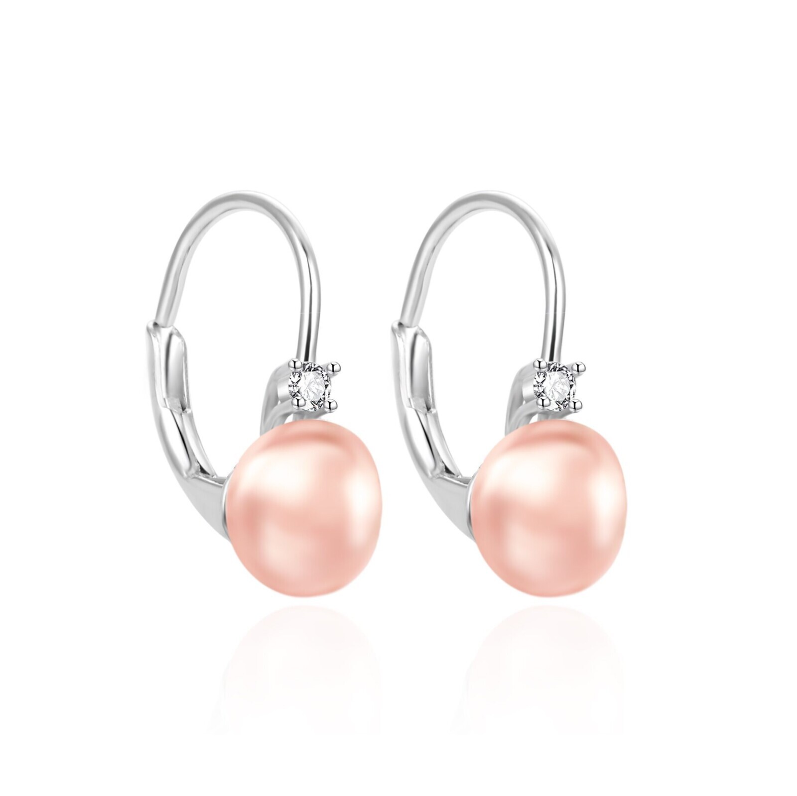 Agato Elegantní stříbrné náušnice s růžovými perlami AGT-E263LW-PPI