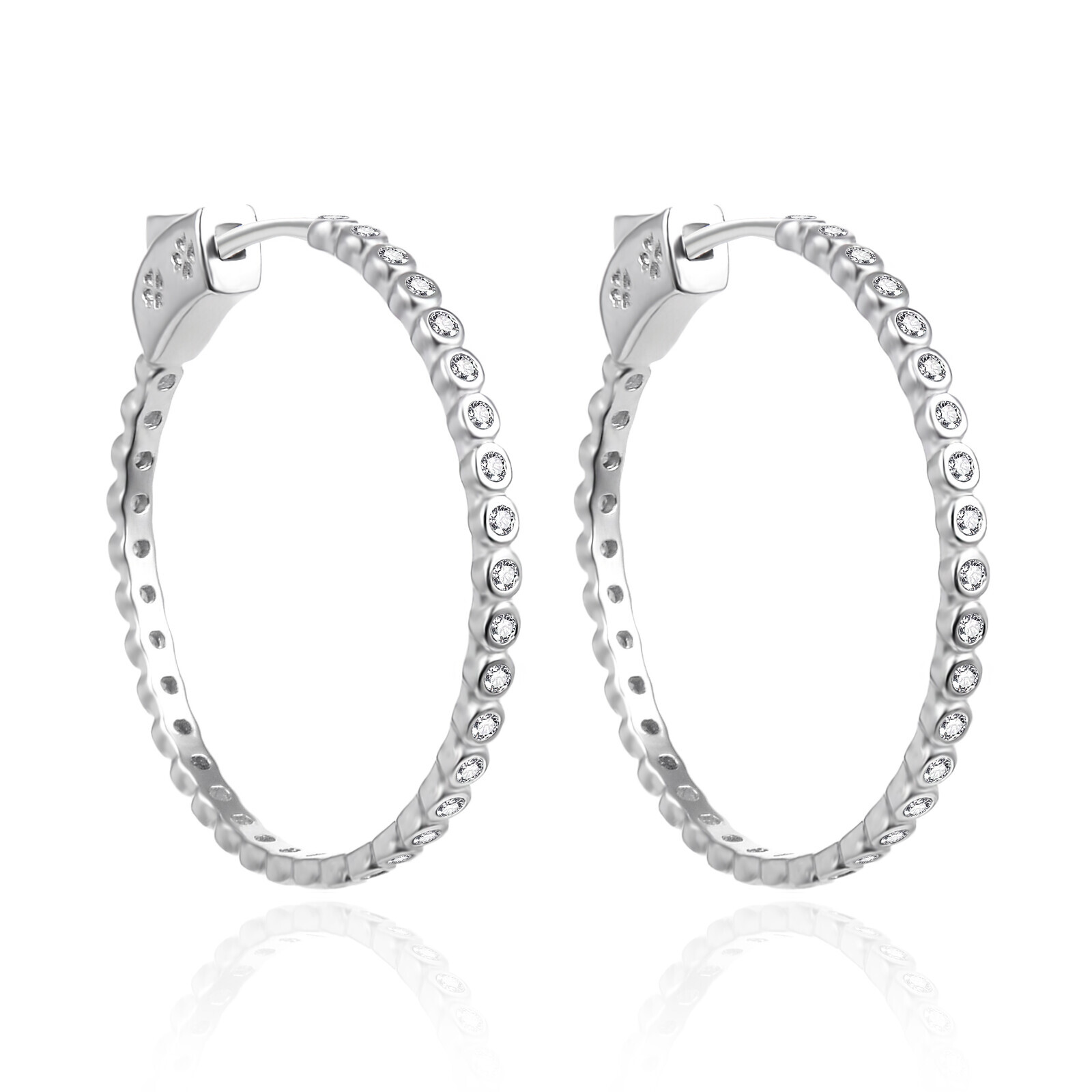 Agato Stylové stříbrné kruhy s čirými zirkony AGT-E181KW