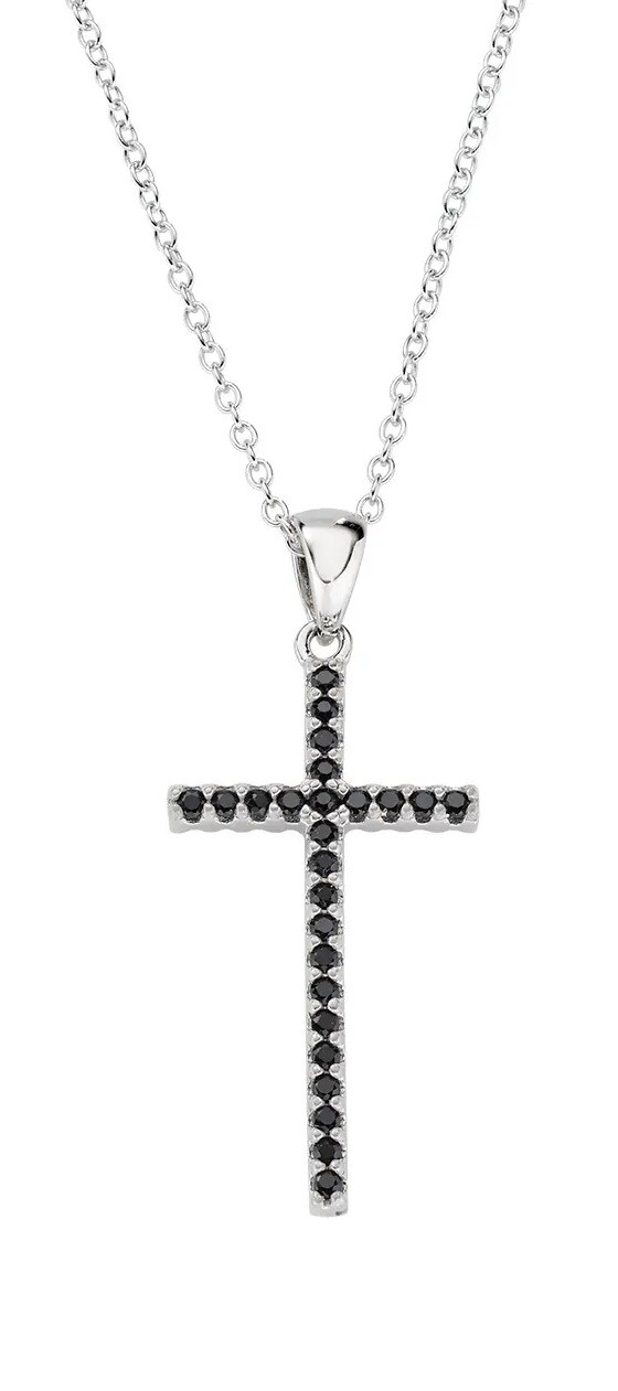 Amen Stříbrný náhrdelník se zirkony Sacred Crosses CLCRDOBBNZ (řetízek, přívěsek)