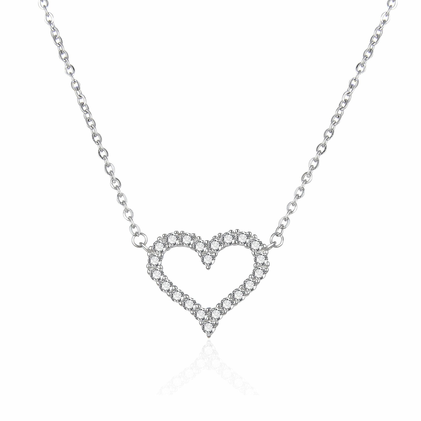 Agato Romantický stříbrný náhrdelník se srdcem AGT-N036W