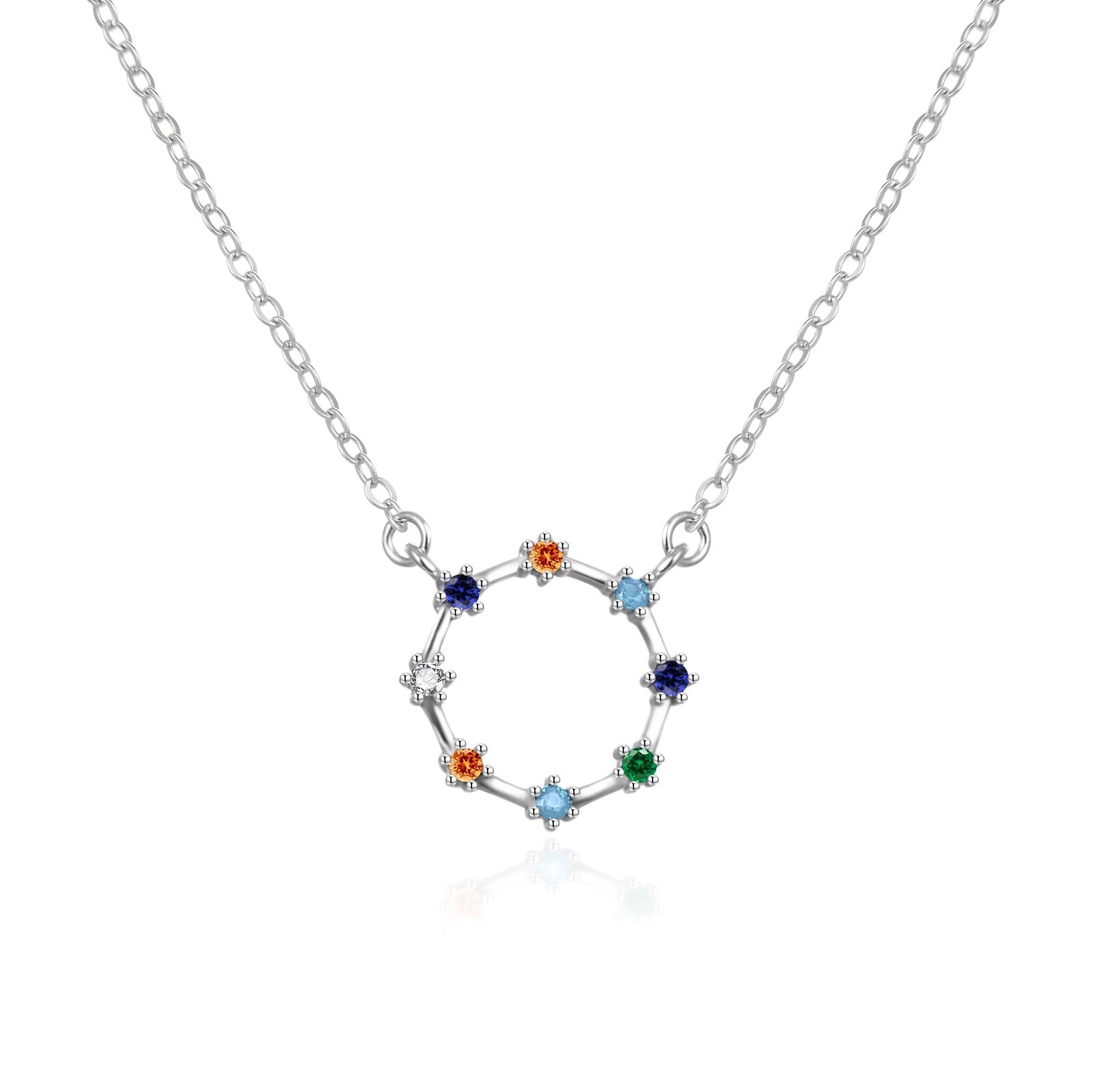 Agato Stříbrný náhrdelník s barevnými zirkony AGT-N031C