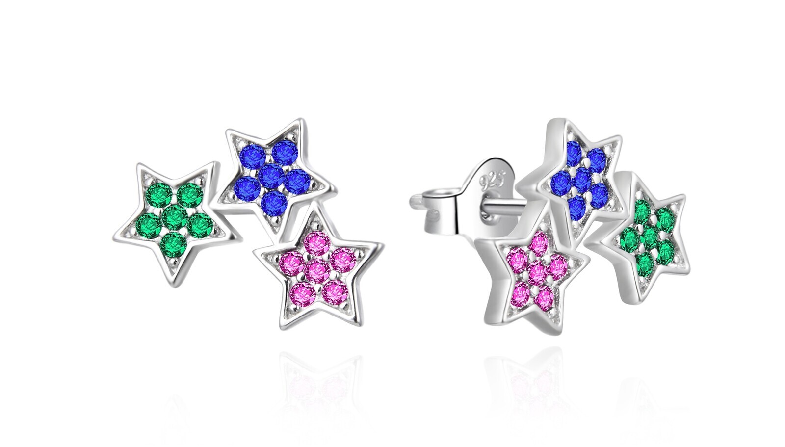 Agato Stříbrné hvězdičkové náušnice s barevnými zirkony AGT-E166PC