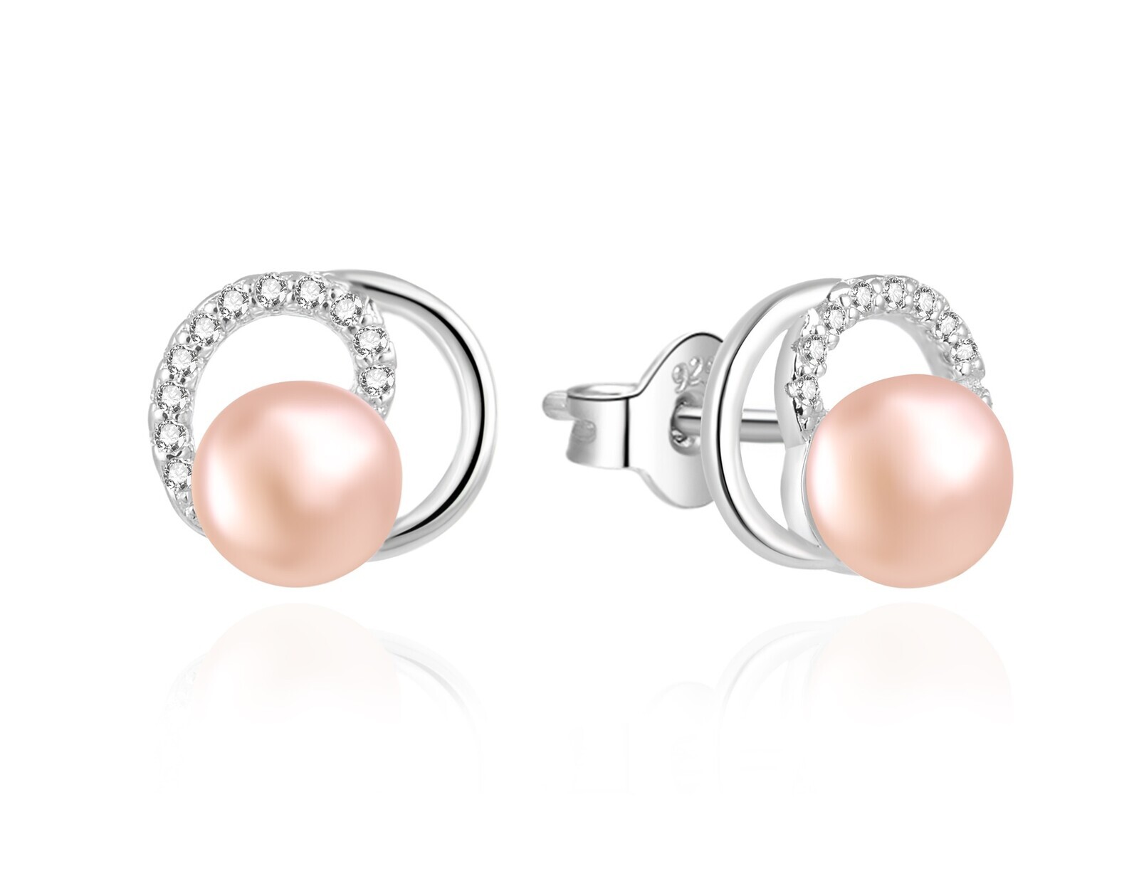 Agato Stříbrné náušnice s pravou růžovou perlou a zirkony AGT-E216PW-PPI