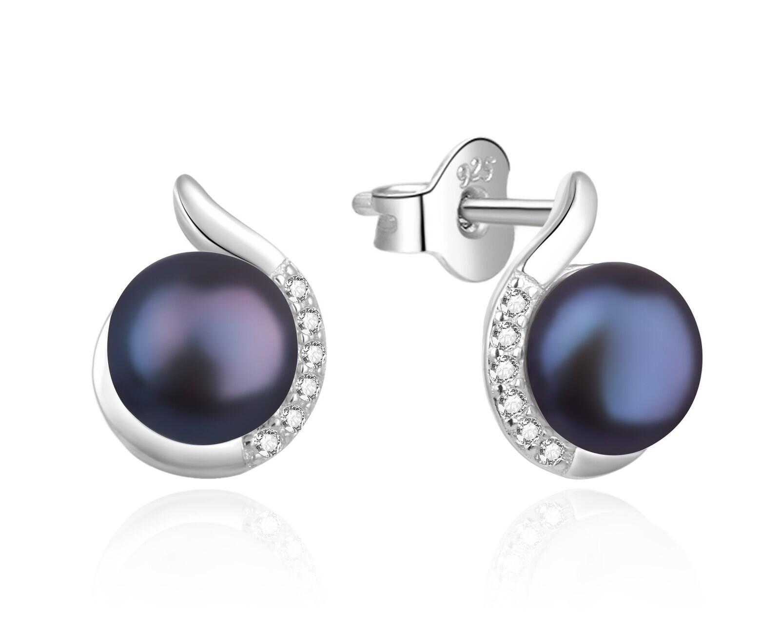 Agato Elegantní stříbrné náušnice s pravou perlou a zirkony AGT-E219PW-PBK