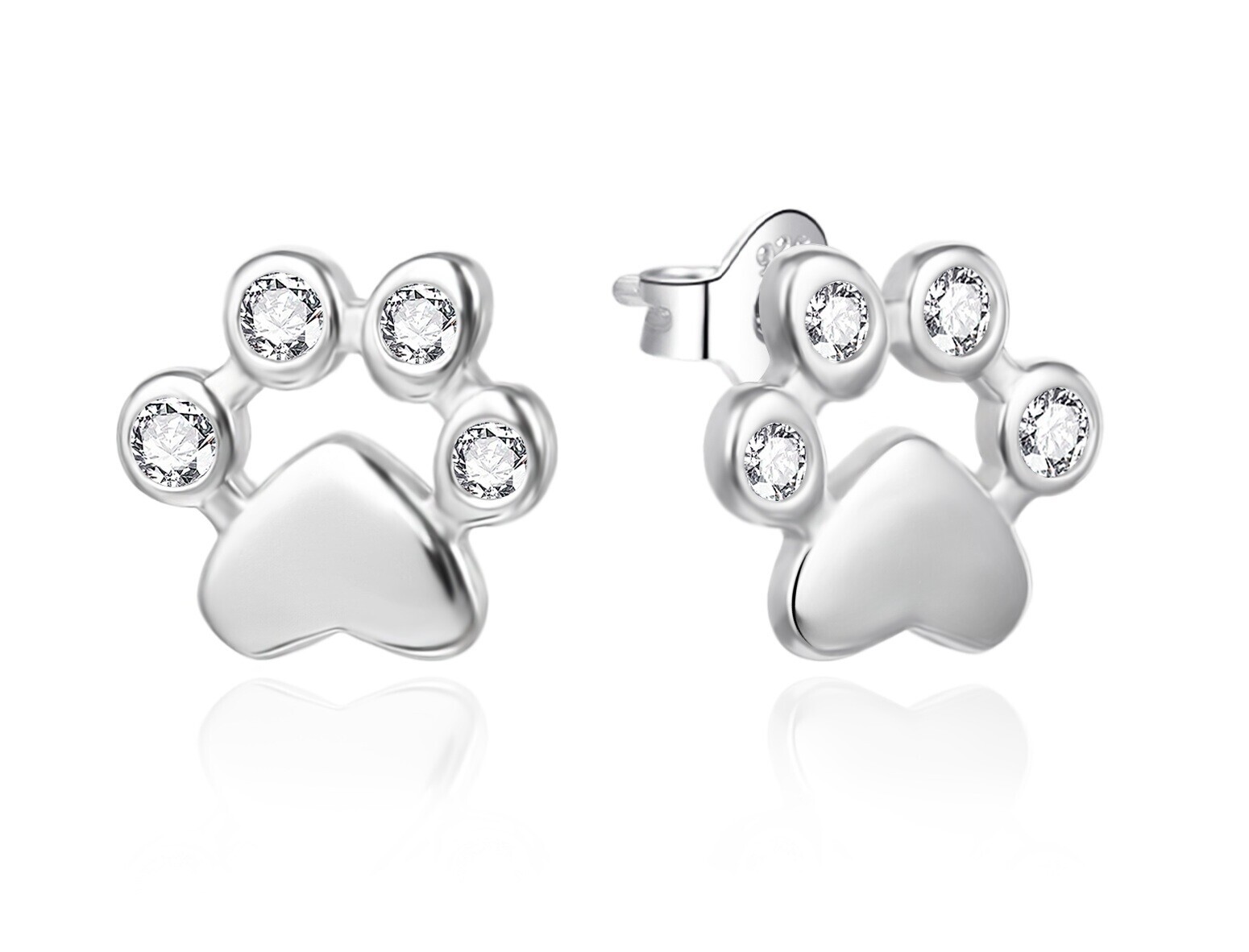 Agato Stříbrné náušnice Tlapky se zirkony AGT-E224PW