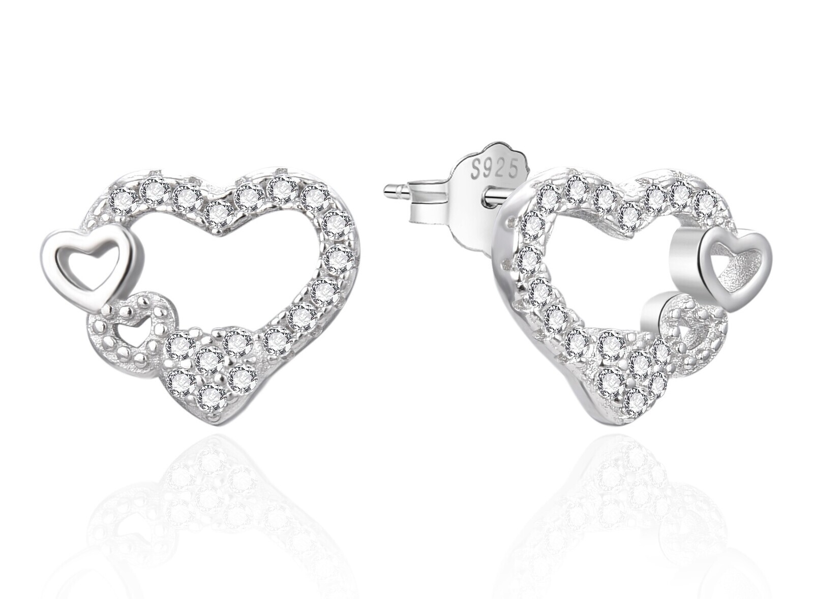 Agato Stříbrné srdíčkové náušnice s čirými zirkony AGT-E236PW