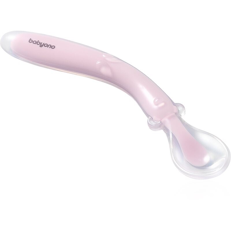 BabyOno Silicone Spoon 6m+ lžička pro děti Pink 1 ks