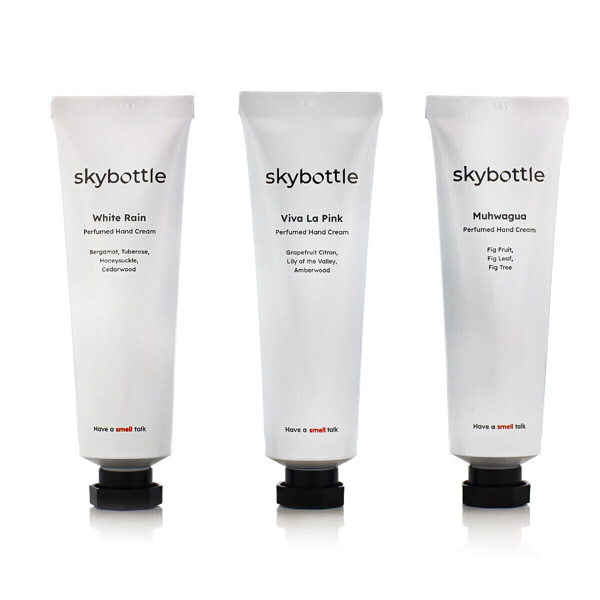 Skybottle Perfumed Hand Cream Gift Set : krém na ruce White Rain 50 ml + krém na ruce Viva La Pink 50 ml + krém na ruce Muhwagua 50 ml unisex