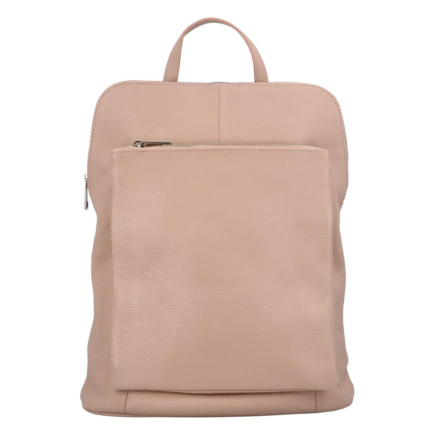 Prostorný dámský kožený batoh Jean, starorůžová