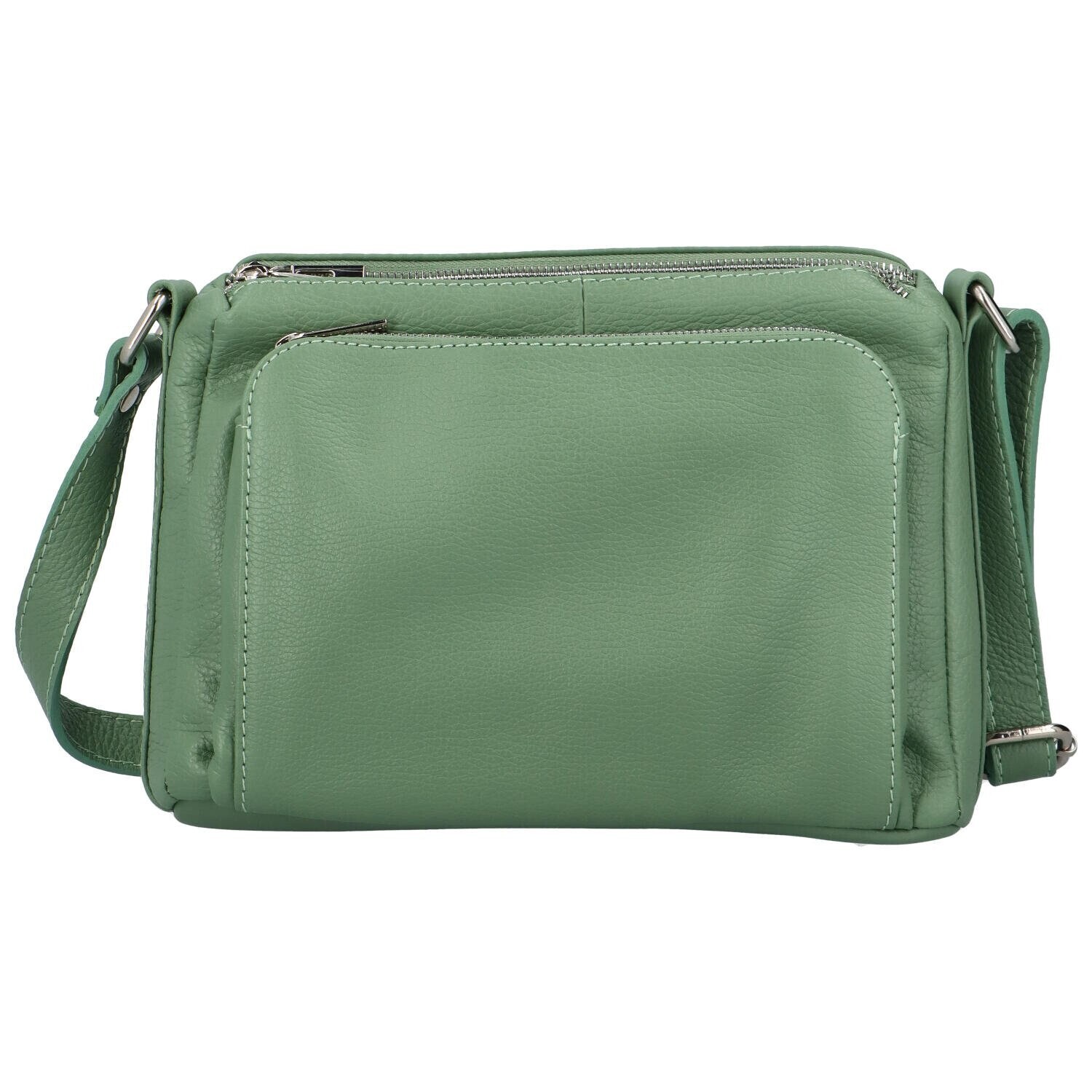 Stylová dámská kožená crossbody Robertina, světle zelená