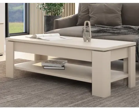 Konferenční stolek s úložným prostorem Avola, béžový kašmír