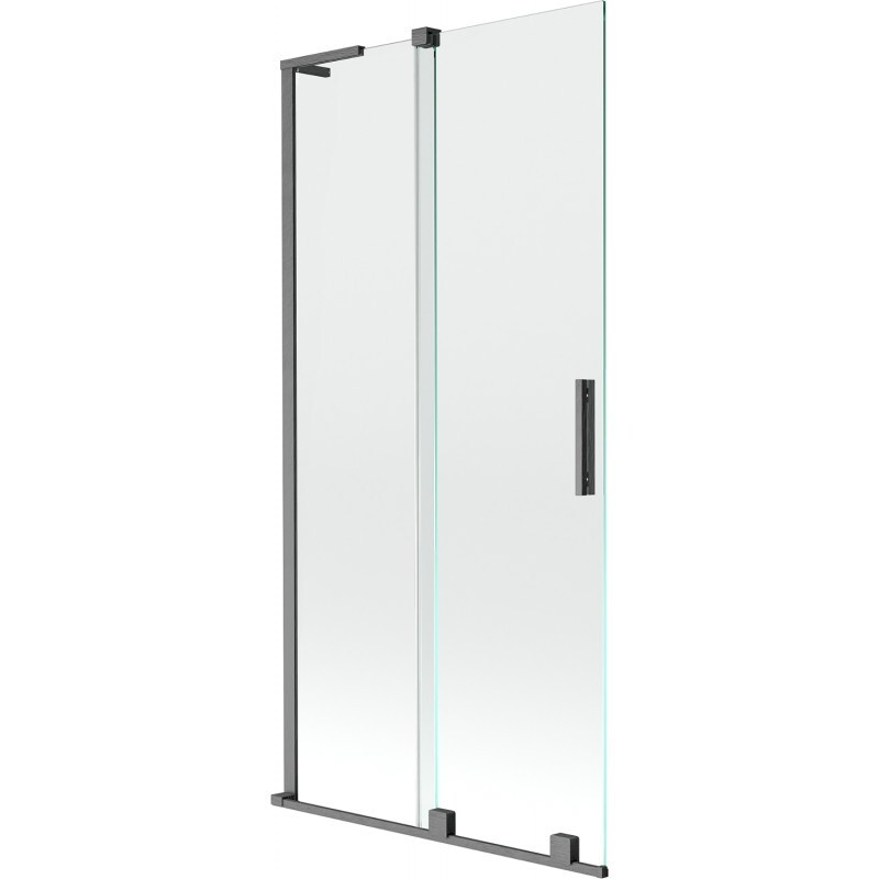 MEXEN/S Velar L dvoukřídlá posuvná vanová zástěna 95 x 150 cm, transparent, grafit kartáčovaná 896-095-003-01-66
