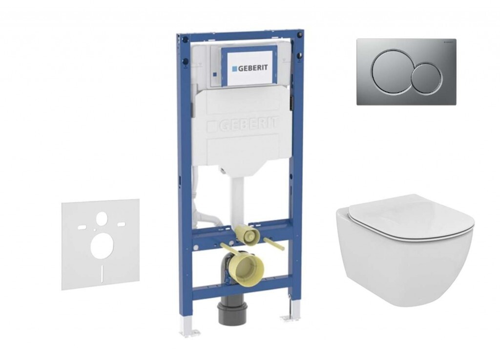 GEBERIT Duofix Set předstěnové instalace, klozetu Tesi a sedátka softclose, tlačítko Sigma01, matný chrom SANI11CD2134