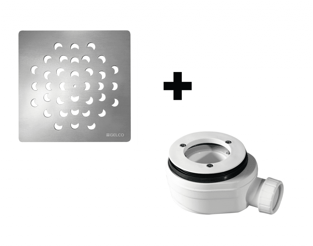 GELCO SET Čtvercová krytka sifonu chrom KSM104CH + sifon PB90EXN minus KSM104CH-SN90