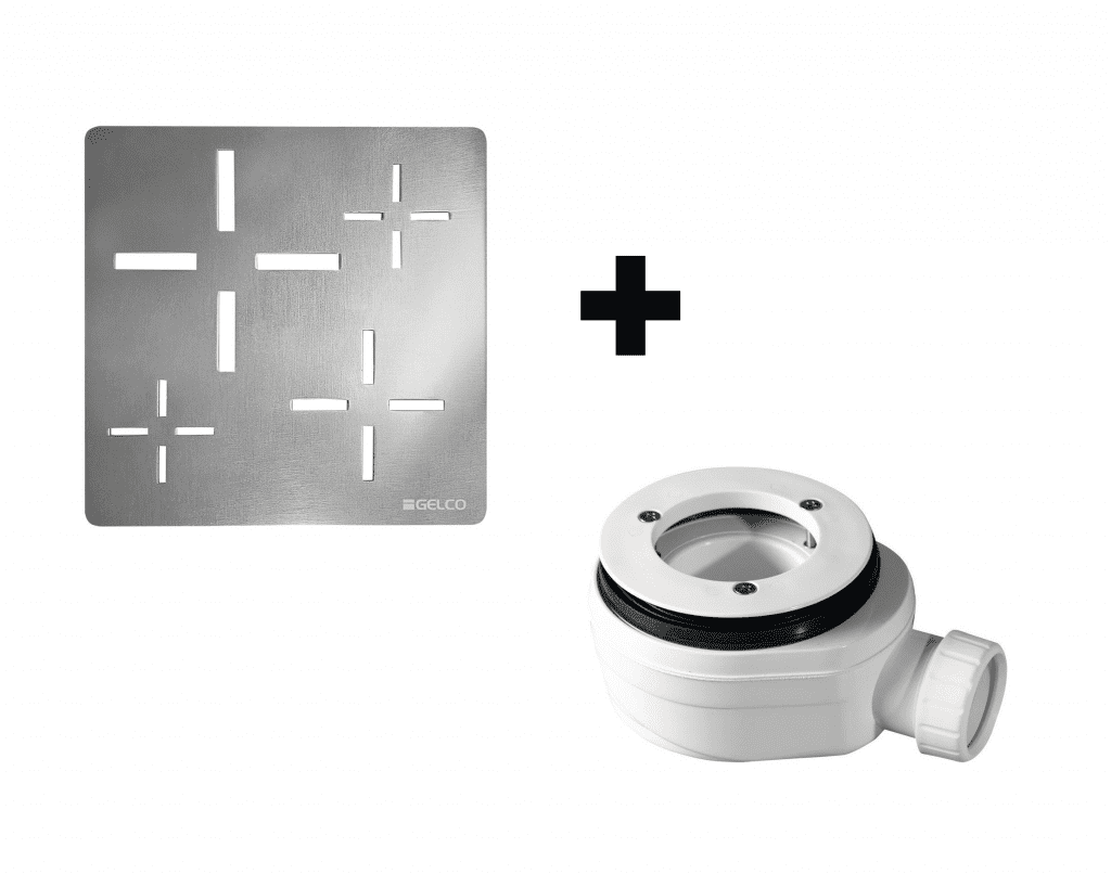 GELCO SET Čtvercová krytka sifonu chrom KSM107CH + sifon PB90EXN minus KSM107CH-SN90