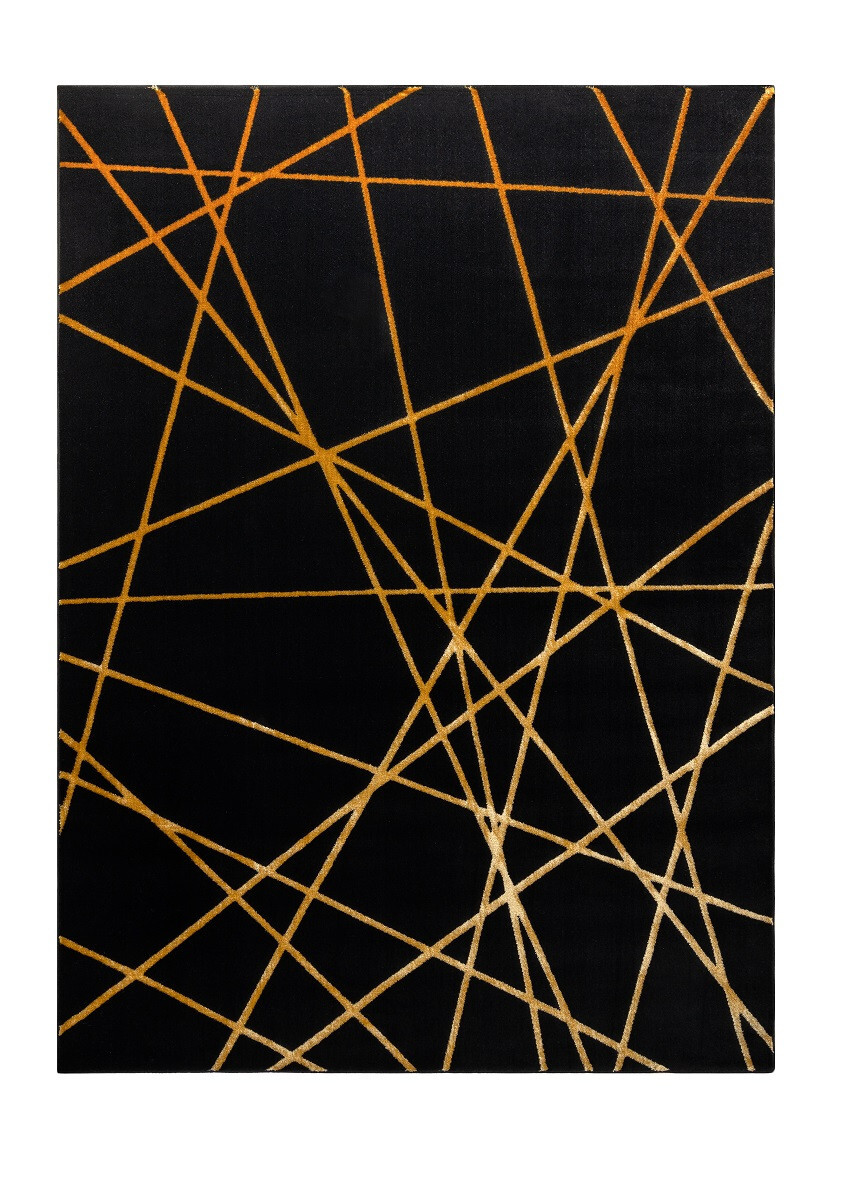 AKCE: 200x290 cm Kusový koberec Gloss 406C 86 geometric black/gold, černá, chodba / předsíň, Dywany Łuszczów