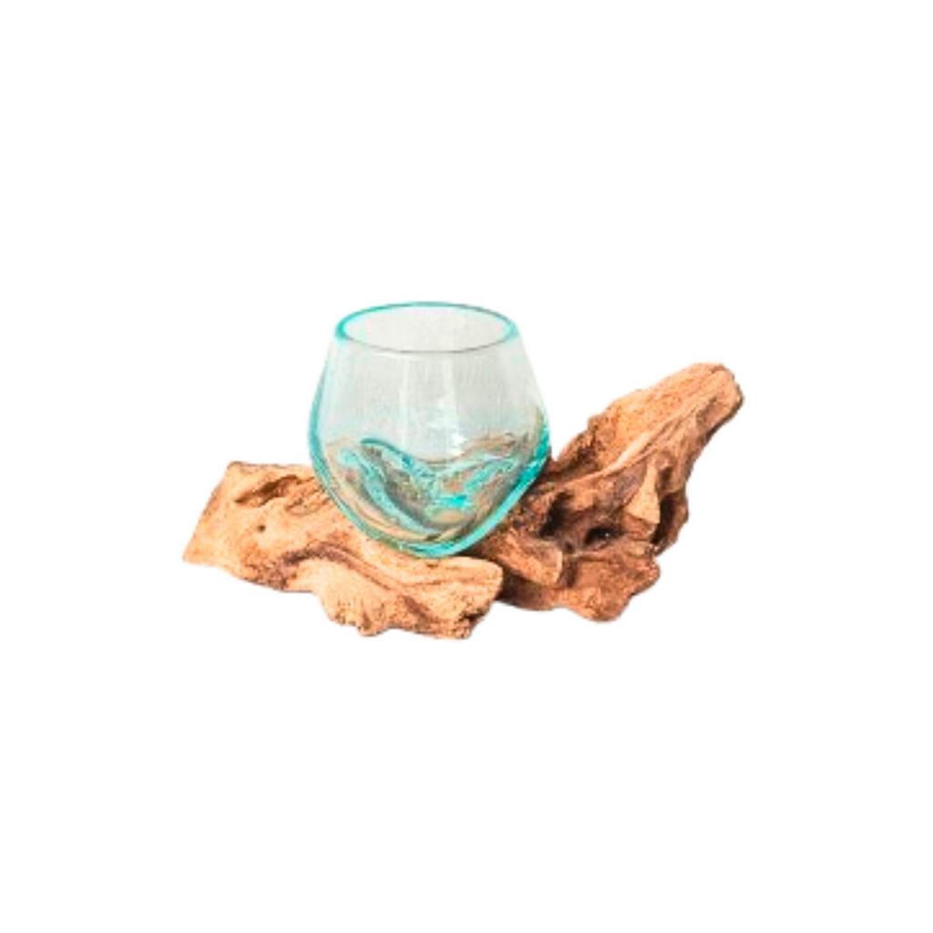 Ambia Home VÁZA, dřevo, sklo, 8 cm