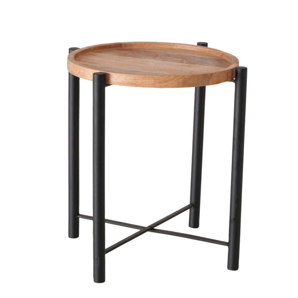XXXL KONFERENČNÍ STOLEK, přírodní barvy, černá, dřevo, kov, 43/43/45 cm