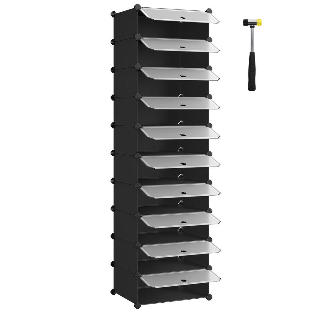 XXXL REGÁL NA BOTY, černá, bílá, 43/173/31 cm