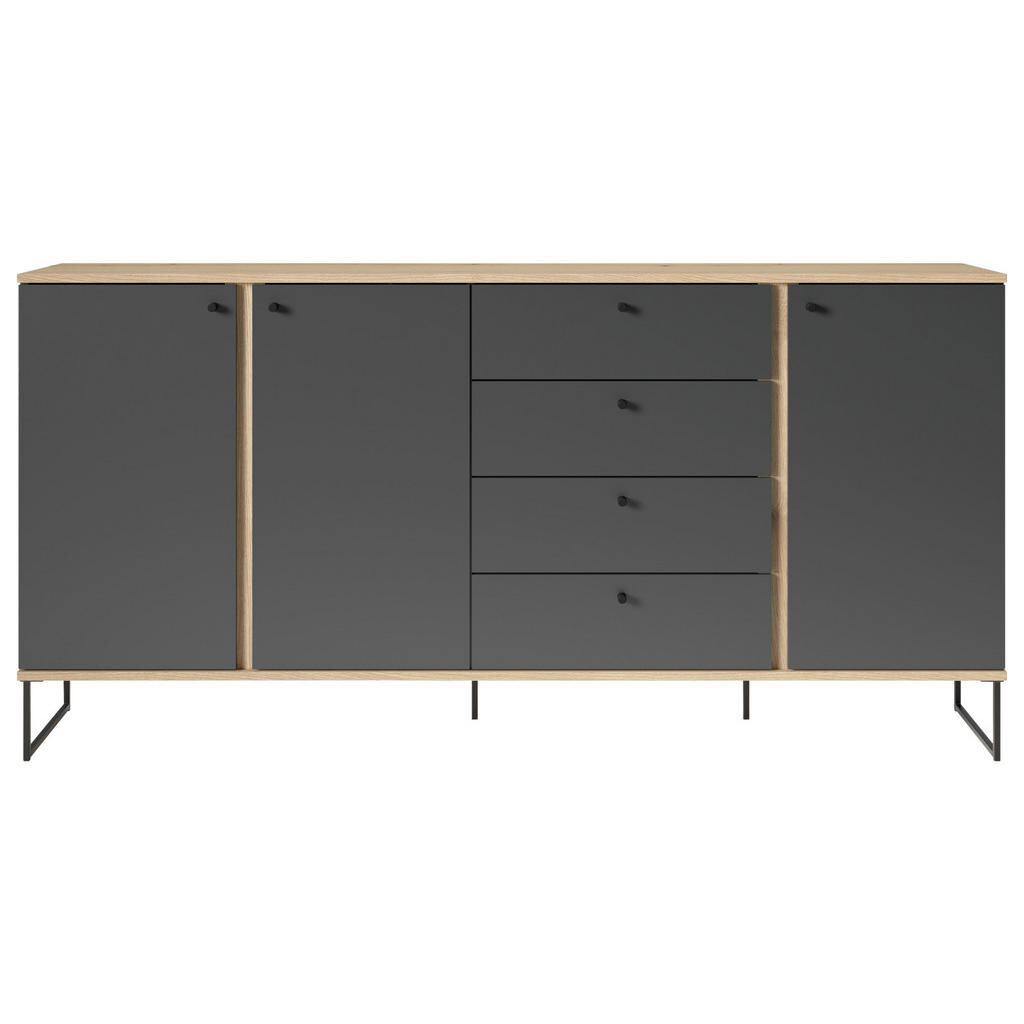 Xora ŠIROKÁ KOMODA, antracitová, barvy dubu, 180/89/38 cm