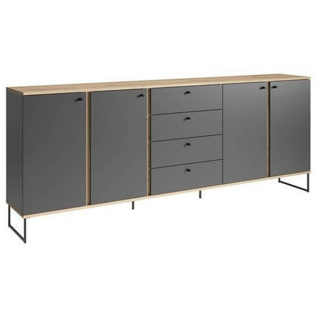 Xora ŠIROKÁ KOMODA, antracitová, barvy dubu, 225/89/38 cm