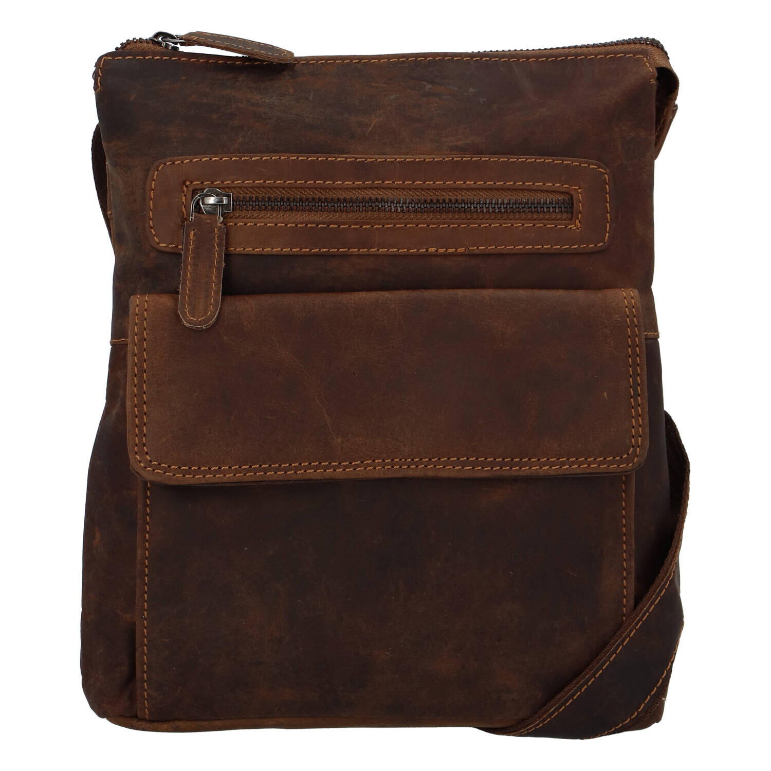 Pánská kožená crossbody taška hnědá - Greenwood Dafnes hnědá