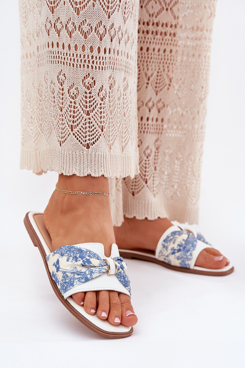 Boto Dámské Pantofle Na Plochém Podpatku S Mašlí Bílé Avenza