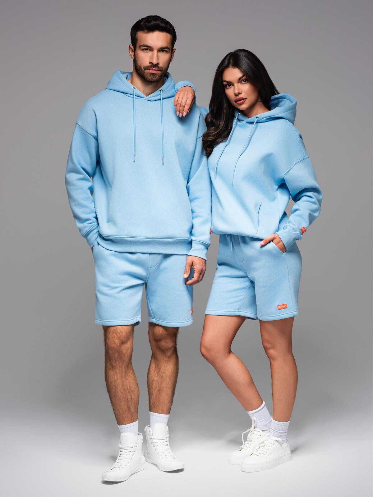 Ombre UNISEX sweatshirt set for couples hoodie + athleisure style shorts
