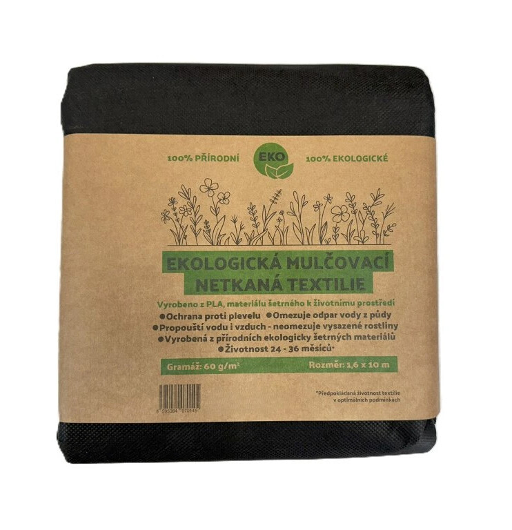 Juta ECO Netkaná mulčovací textilie PLA 60g 1,6 x 10 m černá kompostovatelná