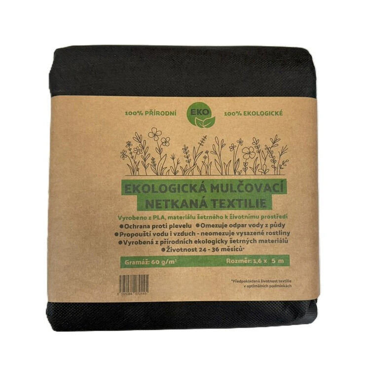 Juta ECO Netkaná mulčovací textilie PLA 60g 1,6 x 5 m černá kompostovatelná