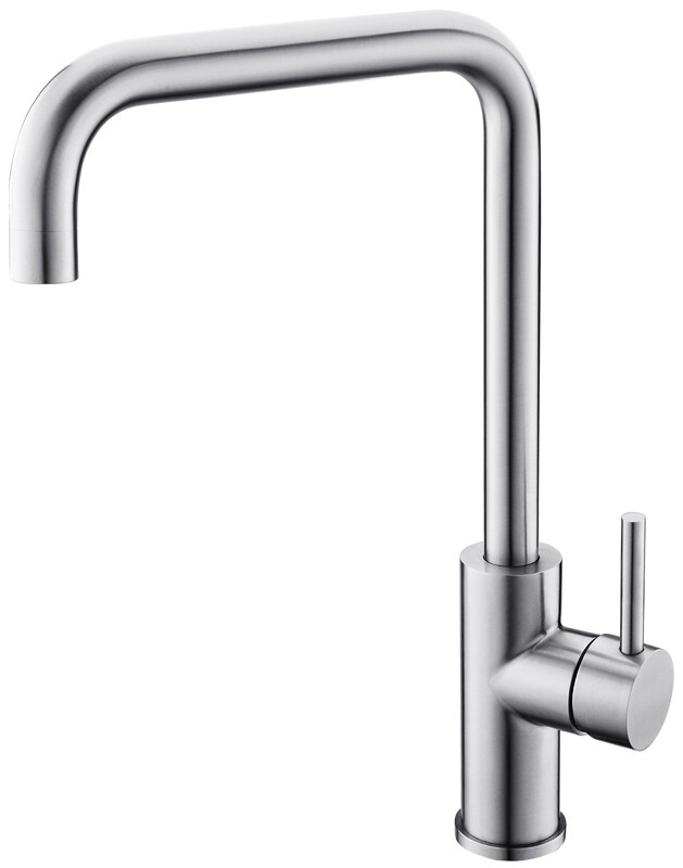 Eco produkty Steel Quadro stojánková dřezová baterie s vrchním lomeným ramenem, broušená nerez