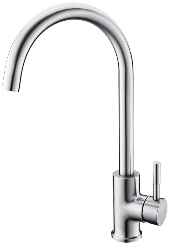 Eco produkty Steel Round stojánková dřezová baterie s vrchním obloukovým ramenem, broušená nerez