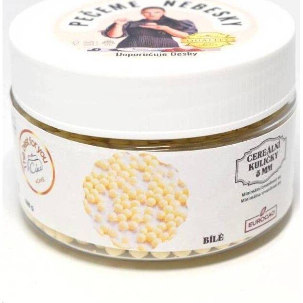 Eurocao Cereální kuličky v bílé čokoládě 5 mm (100 g) Besky edice - dortis