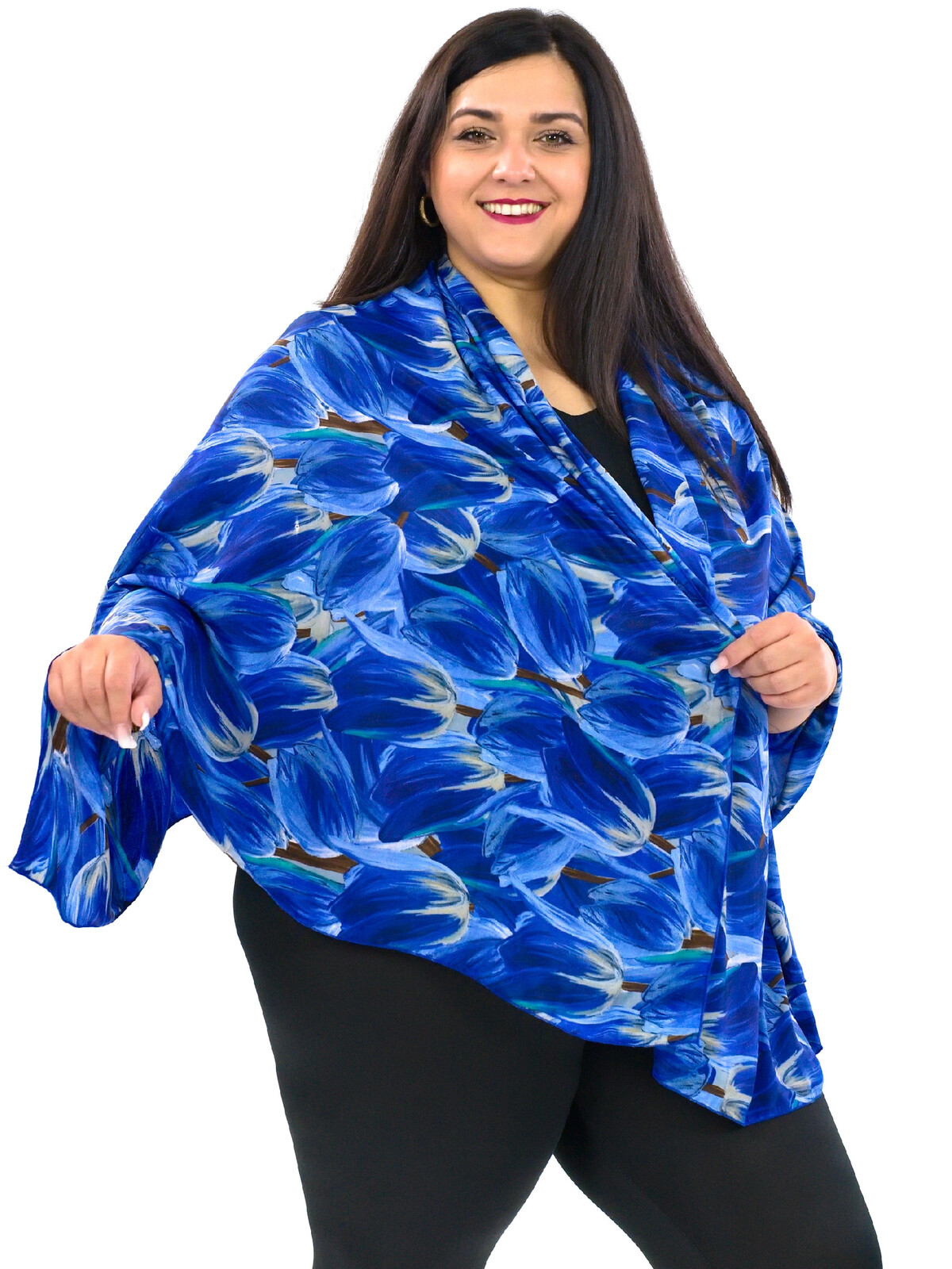 Maxi šátek Tulipány - modré