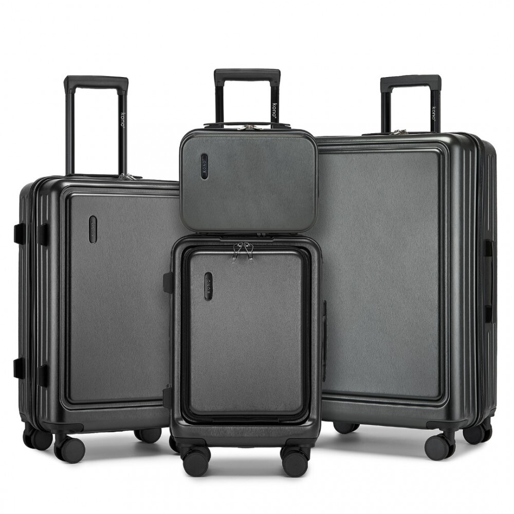 Sada 4 pevných kufrů KONO ABS+PC - 9.6/35.8/61.2/93.38 L - šedá
