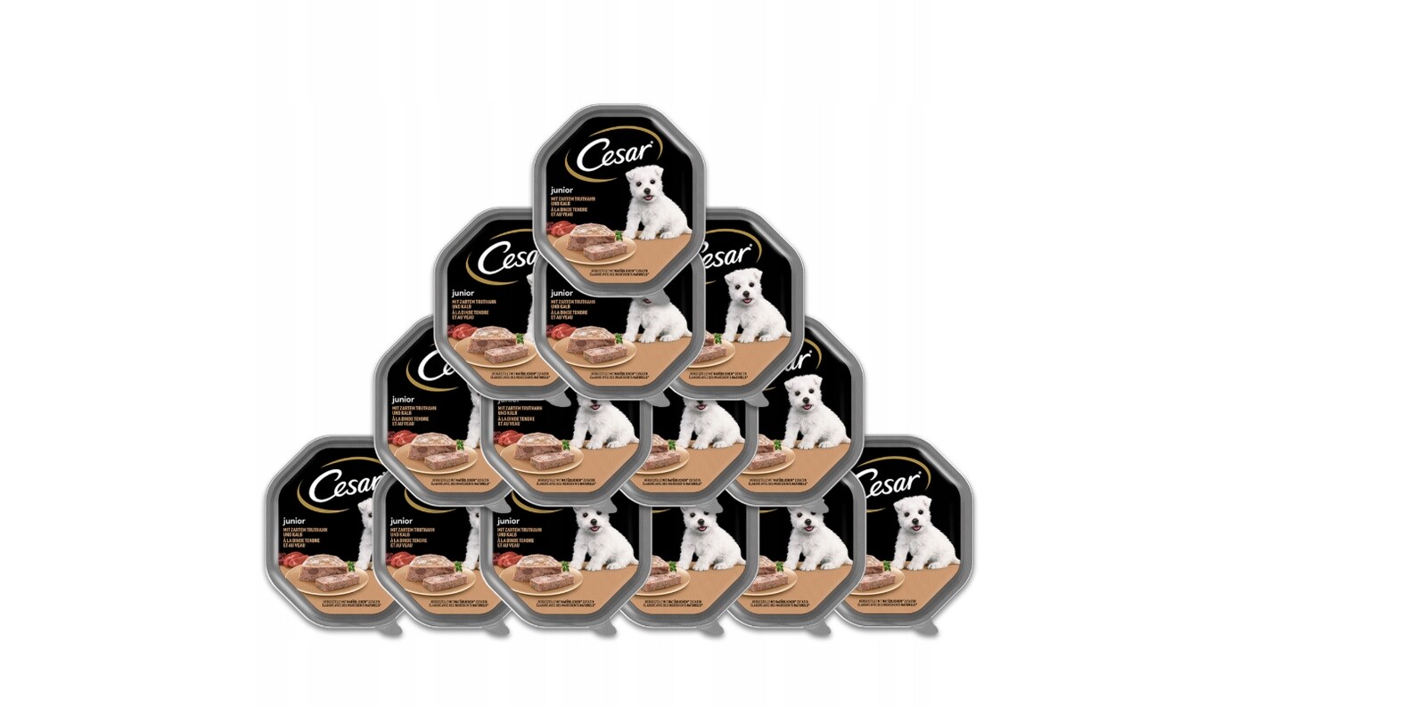 Cesar Junior mistička 14 x 150 g - s krůtím a telecím masem