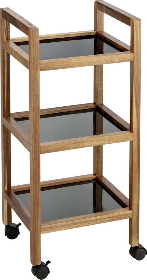 Černý/v přírodní barvě koupelnový regál z masivu akácie 35x76,5 cm Fondi – Wenko